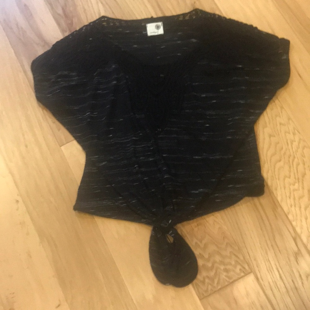 Everleigh black muted white stripes blouse